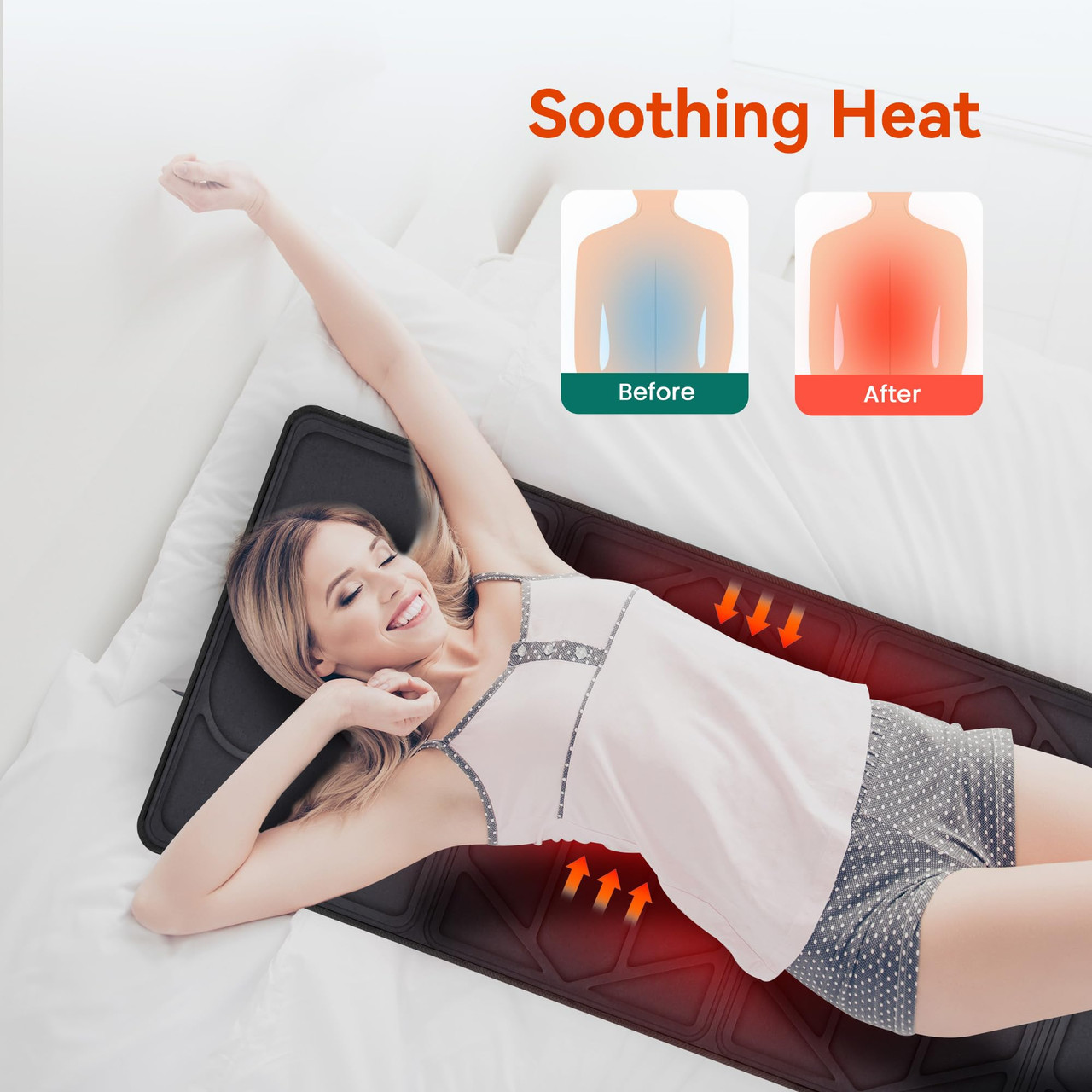 Snailax Massage Mat with Heat, Back Massage Pad for Bed, Chair, 10