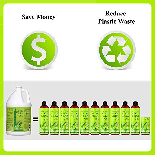 Seven Minerals Organic Aloe Vera Gel From Freshly Cut 100% Pure Aloe - 1  Gallon - Highestquality Texas Grown Vegan Unscented - For Face Skin Hair  Sunburn Relief - Bulk Diy (128 Fl Oz)
