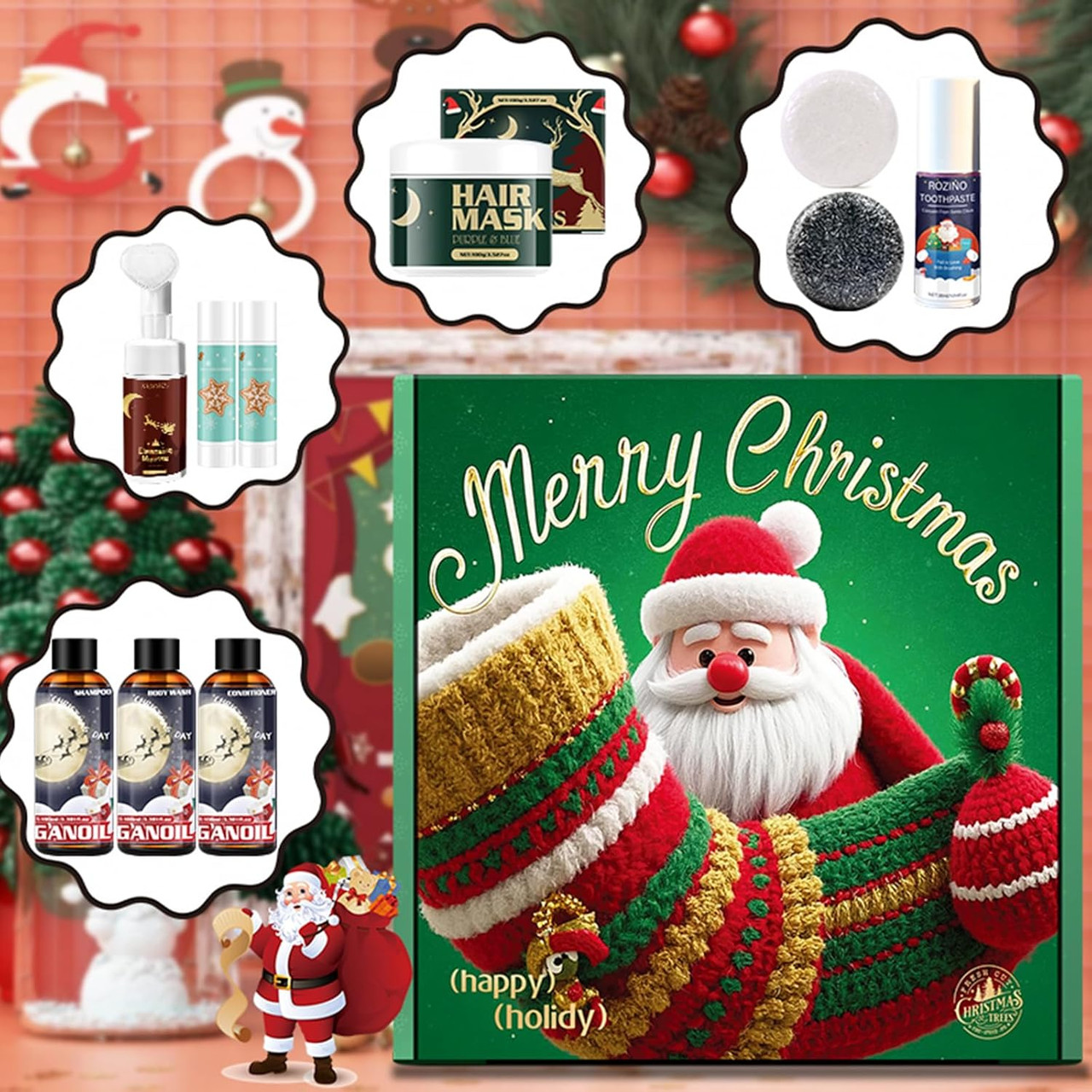Xiaoks Christmas 10-Piece Bath & Body Care Set - Includes Shampoo