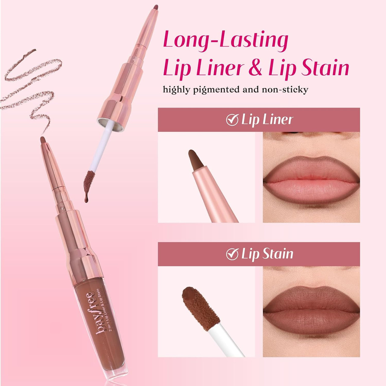 bayfree 2-IN-1 Lip Liner and Lip Stain - Neutral Tawny - 0.1 Ounce