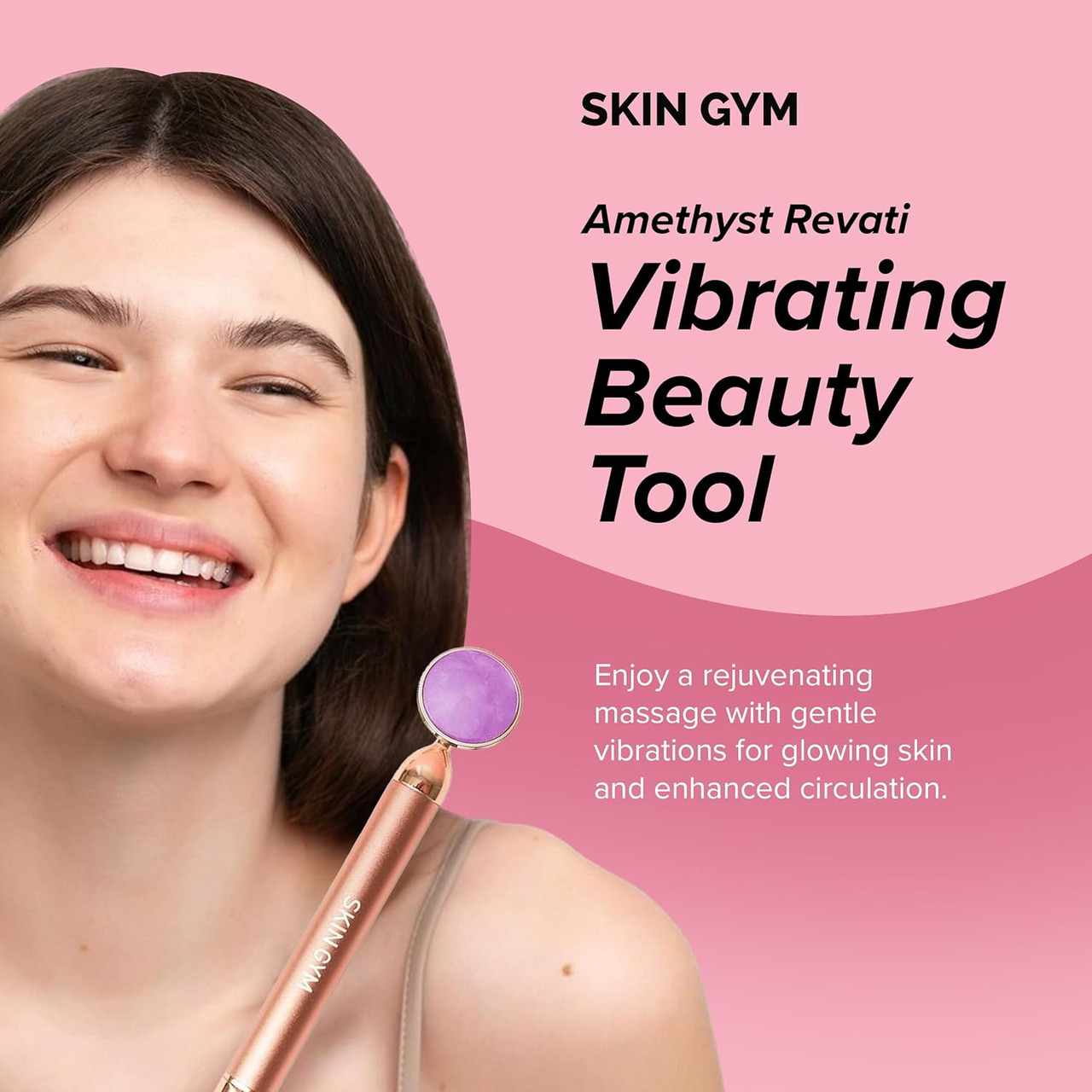 Skin Gym Amethyst Revati Vibrating Face Roller Massager For Enhancing  Contours Boosting Radiance Revitalizing Face Lift