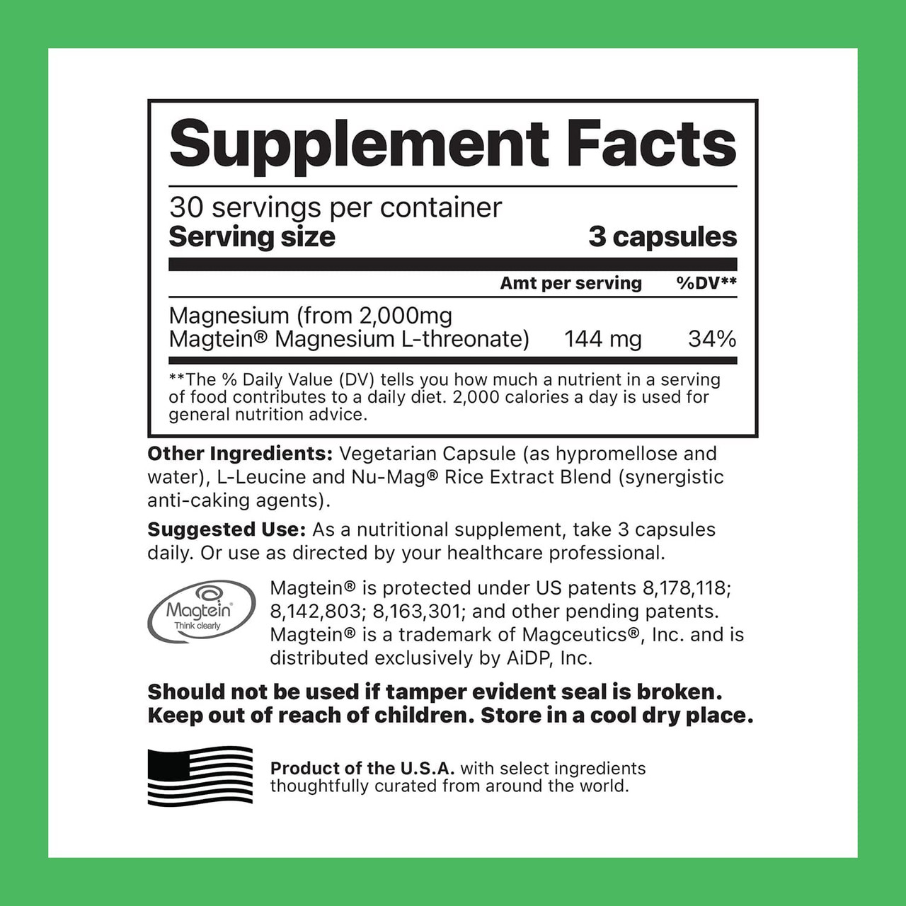 Jigsaw Health Brain Boost Magnesium LThreonate Supplement, 90 Capsules