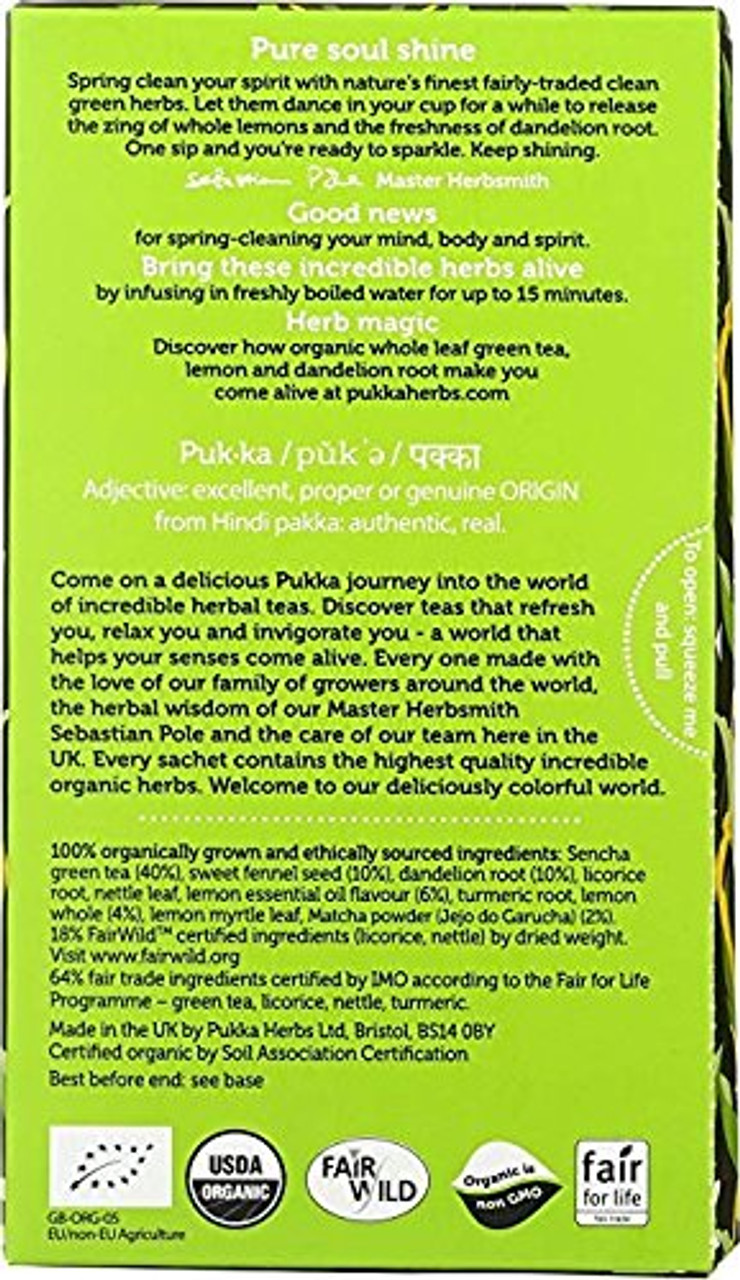 Pukka Organic Tea Green Organic Clean, Count Pukka Tea, www