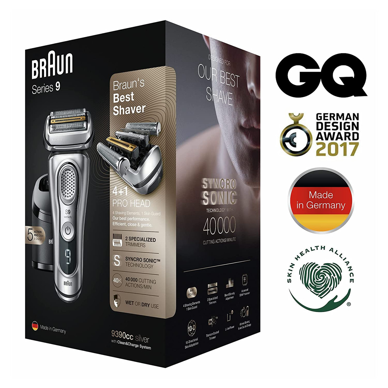Braun Electric Razor for Men, Series 9 9390cc, Precision Beard