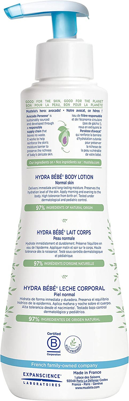Mustela Hydra Bebe Body Lotion - Daily Moisturizing Baby Lotion with  Natural Avocado, Jojoba & Sunflower Oil – Various Sizes