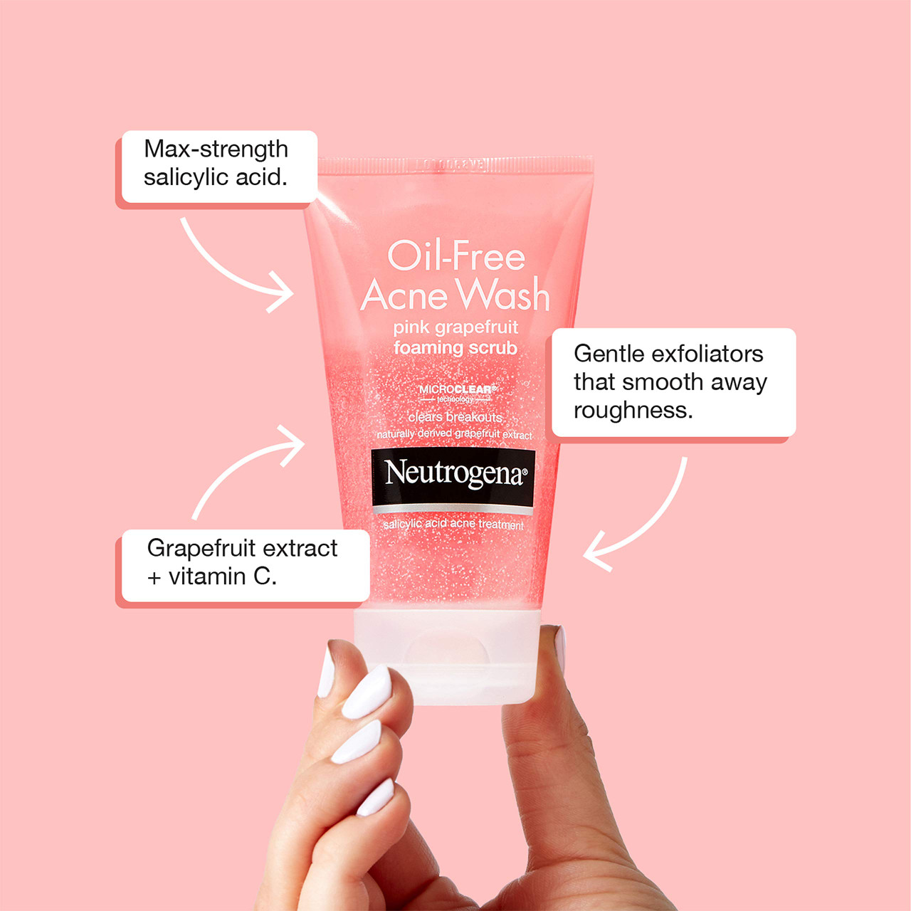 Neutrogena Oil Free Pink Grapefruit Acne Treatment Face Wash with Vitamin  C, 2% Salicylic Acid