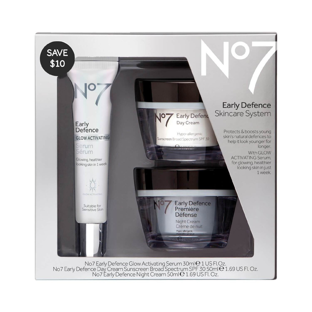 No7 Early Defence GLOW ACTIVATING Serum 30ml – Für Strahlende Haut, Verfeinert Poren & Mildert Erste Fältchen