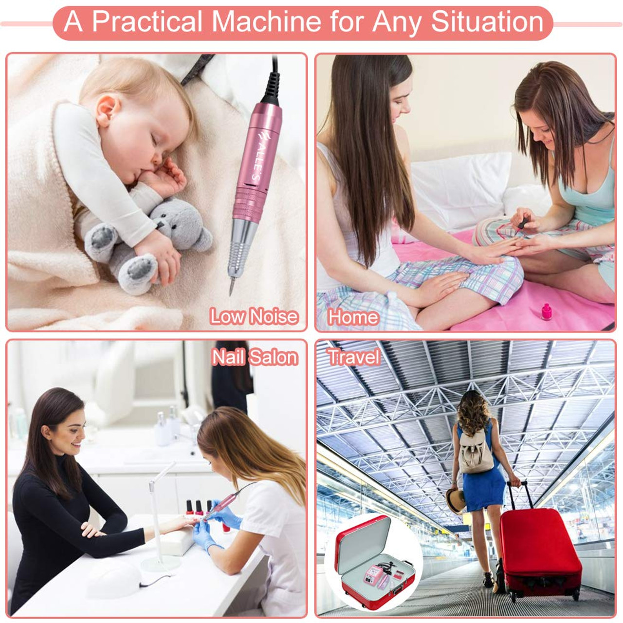 Professional Nail Drill Machine 30000 RPM with Foot Pedal, Electric Nail  File for Acrylic Nails, Manicure Pedicure Drill Kit for Gel Nail Polish  Removal, with 6Pcs Drill Bits and 106Pcs Sanding Bands