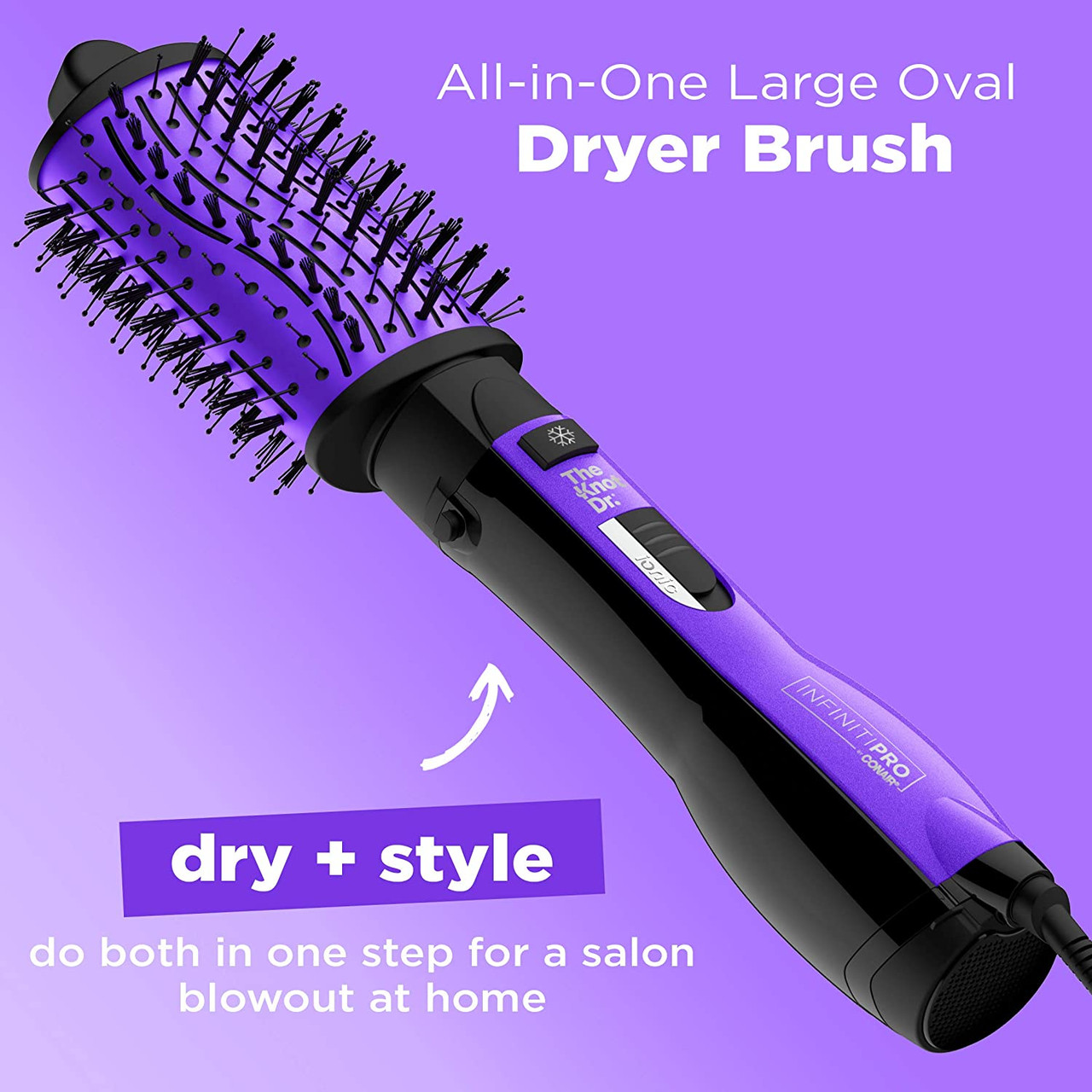INFINITURE BY CONAIR Detangling Hot Air Brush, Wet Dry Styler, Hair Dryer and Volumizer Hot Air Brush, Hot Air Brush with The Knot Flexalite