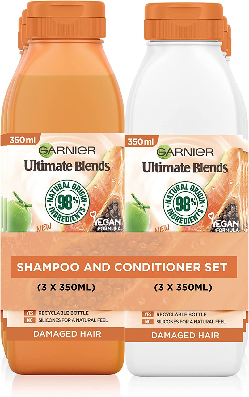 Garnier Shampoo and Conditioner Set by Ultimate Blends Repairing Papaya Hair  Food for Damaged Hair98