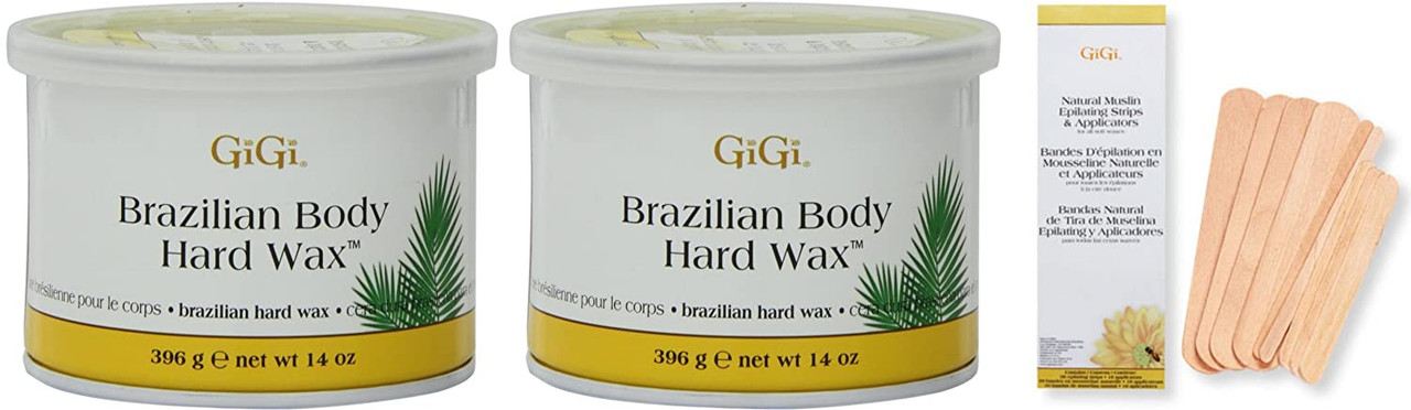 GiGi (2-PACK) Hard Body Wax for BRAZILIAN & Sensitive Areas and BONUS FREE  Muslin and