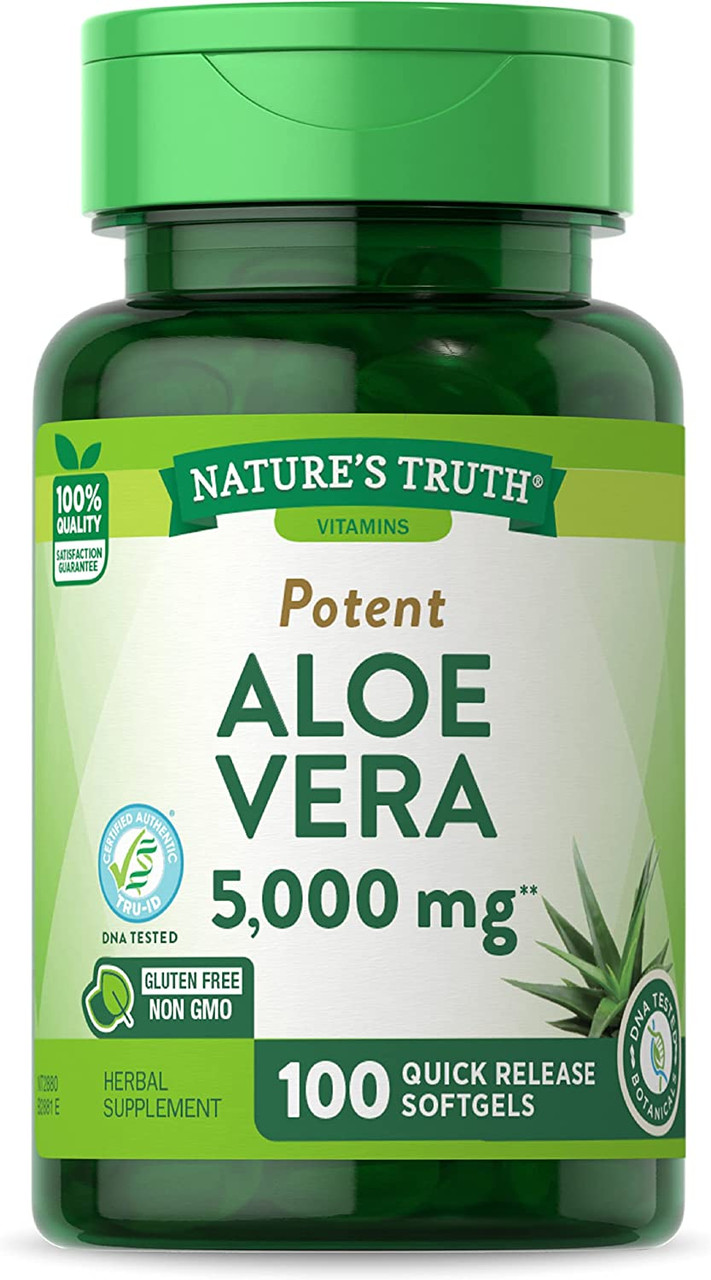 Aloe Vera Gel Capsules | 5000 mg 100 Softgels | Non-GMO, Gluten