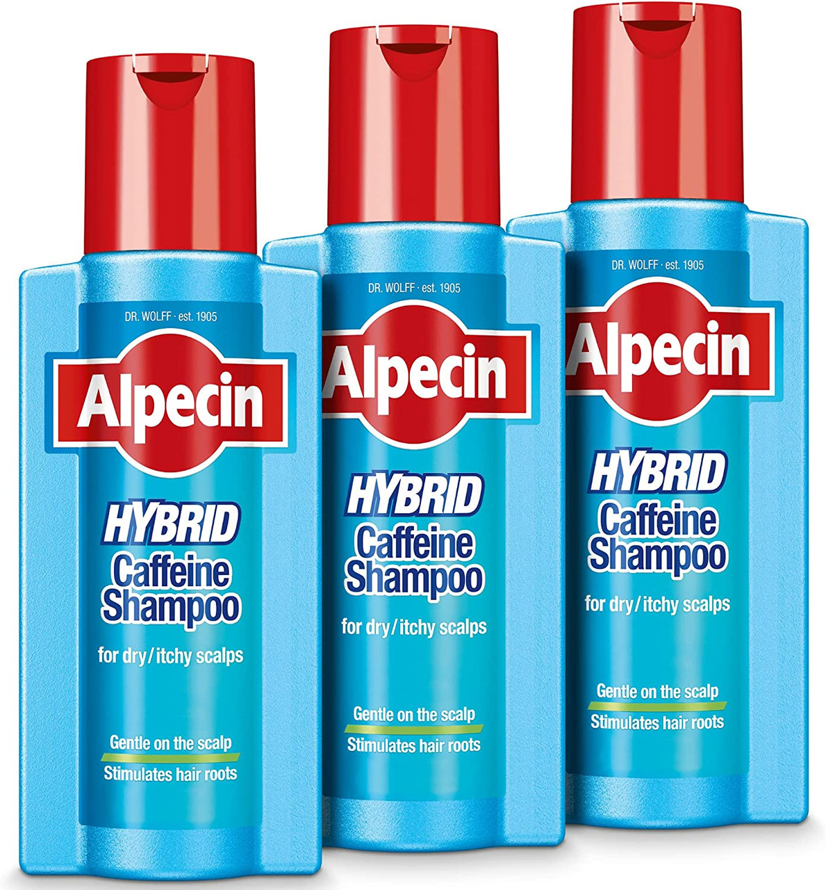 Alpecin Hybrid Shampoo 3x 250ml | Natural Hair Growth Shampoo for