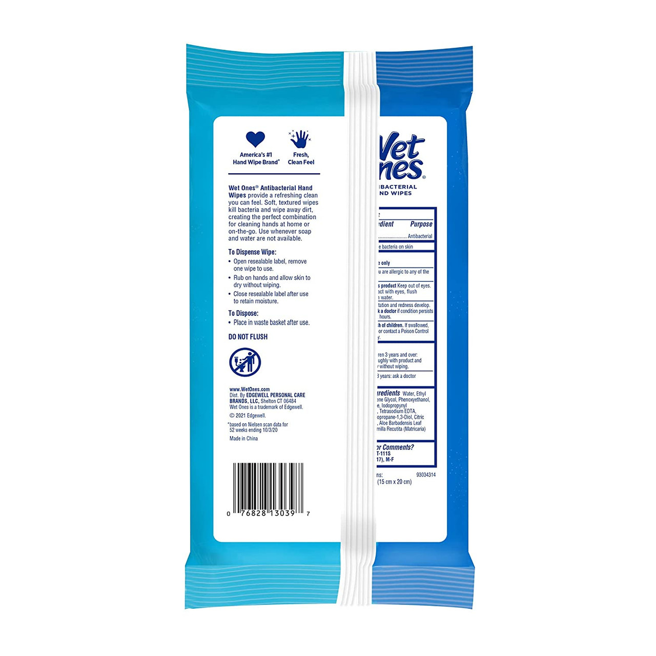 Wet Ones Antibacterial Hand Wipes Travel Pack, 20 Count (Pack of 10) 