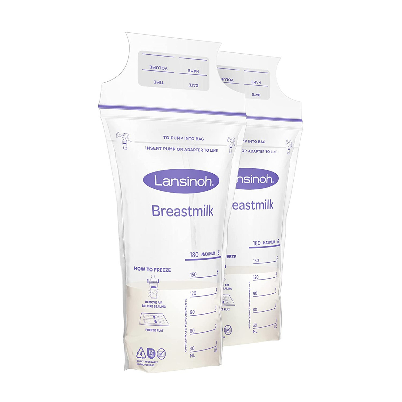 Lansinoh Breastmilk Storage Bags with Pump Adapters for Bags 50 Count Milk Storage  Bags