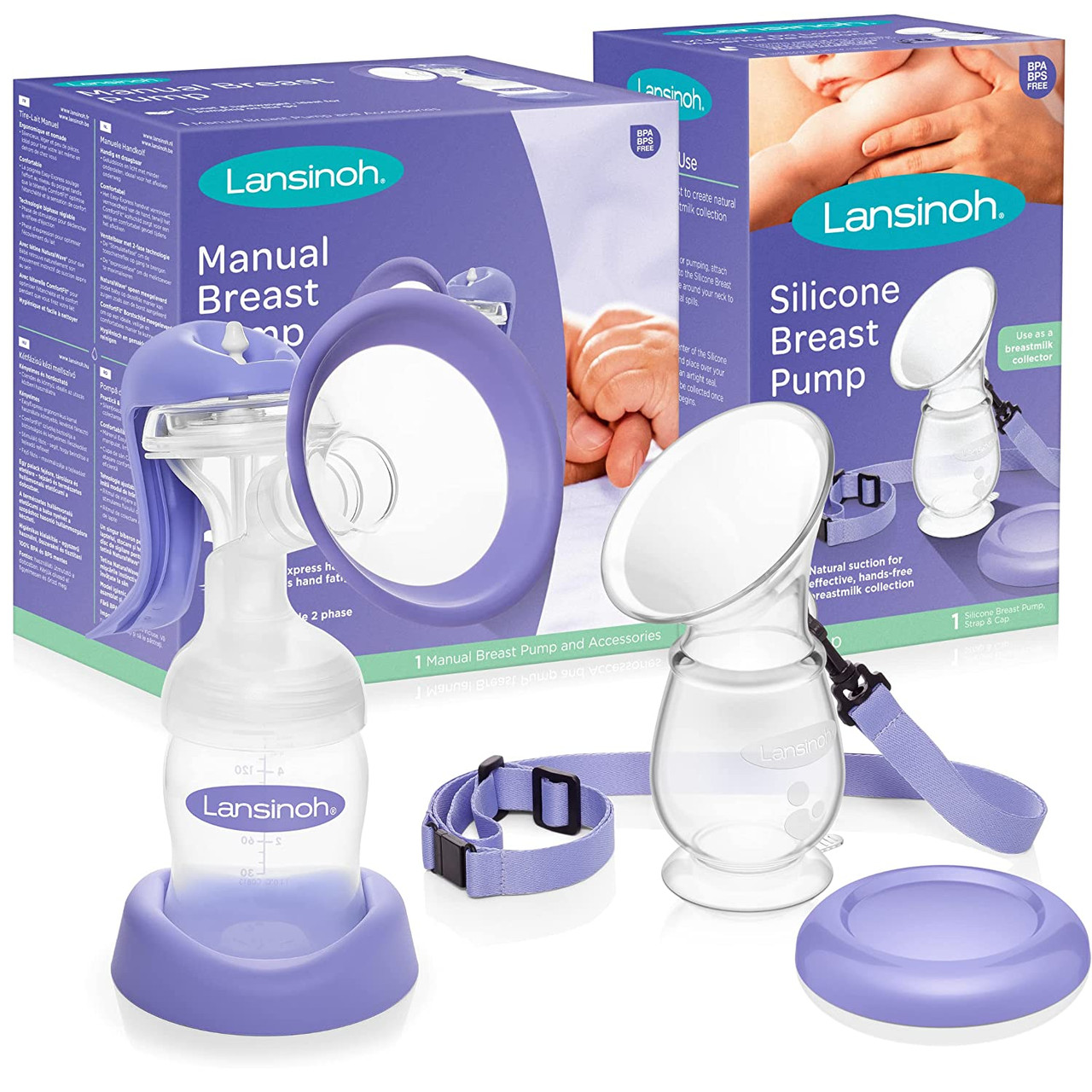 Lansinoh 1 Manual Breast Pump & Accessories 2 Phases, New