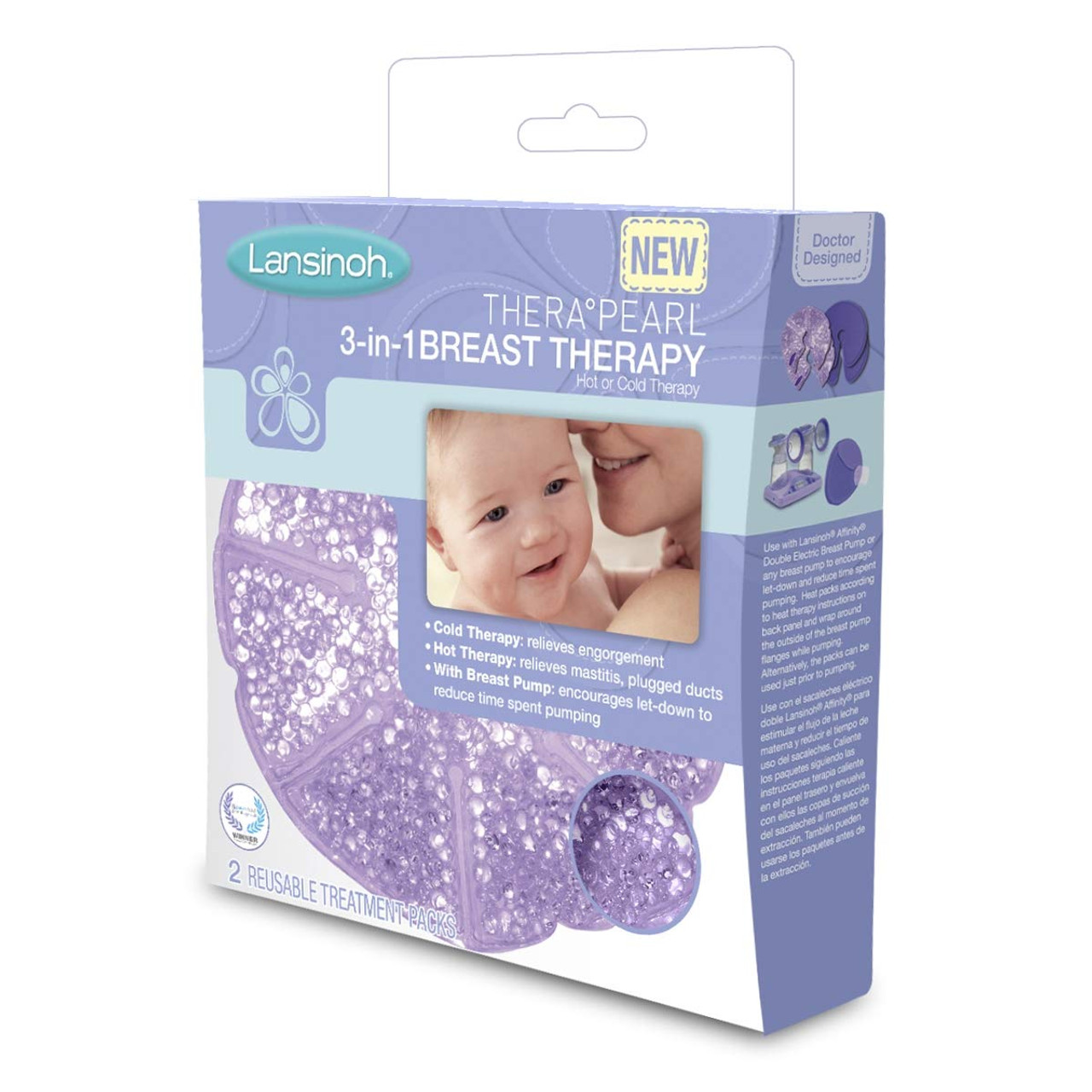 Lansinoh Therapearl 3-in-1 Breast Therapy Packs with Soft Covers - 2pk