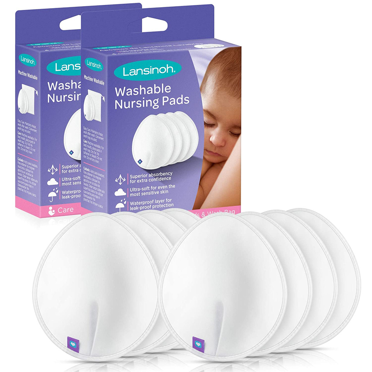 Lansinoh Reusable Nursing Pads for Breastfeeding Mothers, 8 Pads