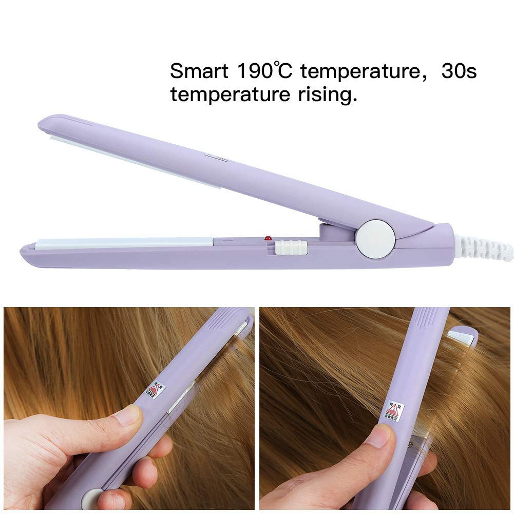 Mini Hair Straightener, Travel Size Straightening Iron Small Lightweight Portable Flat Iron Heating Curler Ceramic Tourmaline Plate Beauty Quick
