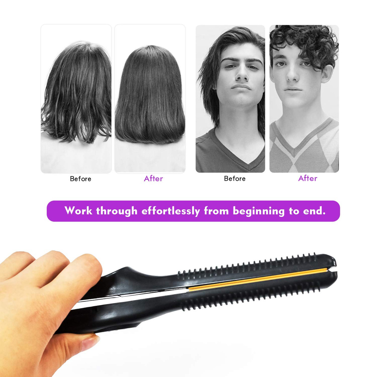 Terviiix Mini Flat Iron for Short Hair Temperature Adjustable 12 Inch Mini  Travel Hair Straightener Small Portable Ceramic Hair Straightener for Men  Black