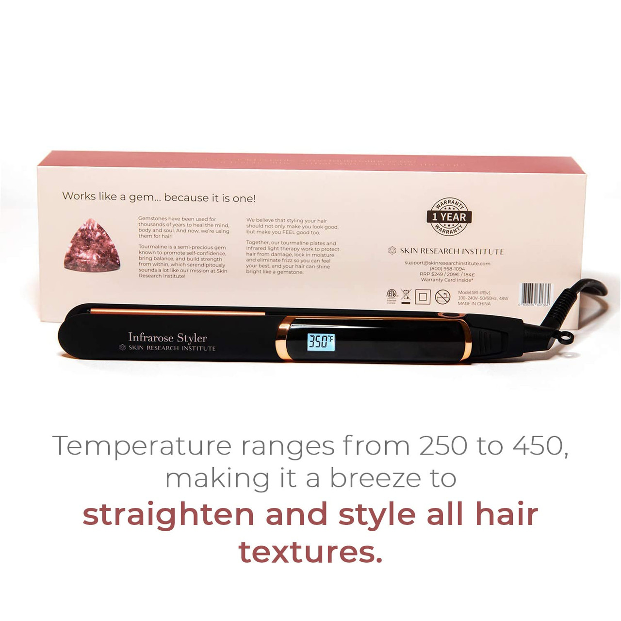 Skin Research Institute Infrarose Styler Flat Iron - One Pass