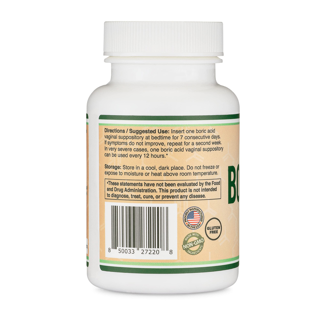 Vitamins For Ph Balance And Odor Boric Acid Suppositories (600mg Vaginal Suppository, 60 Count) Supports