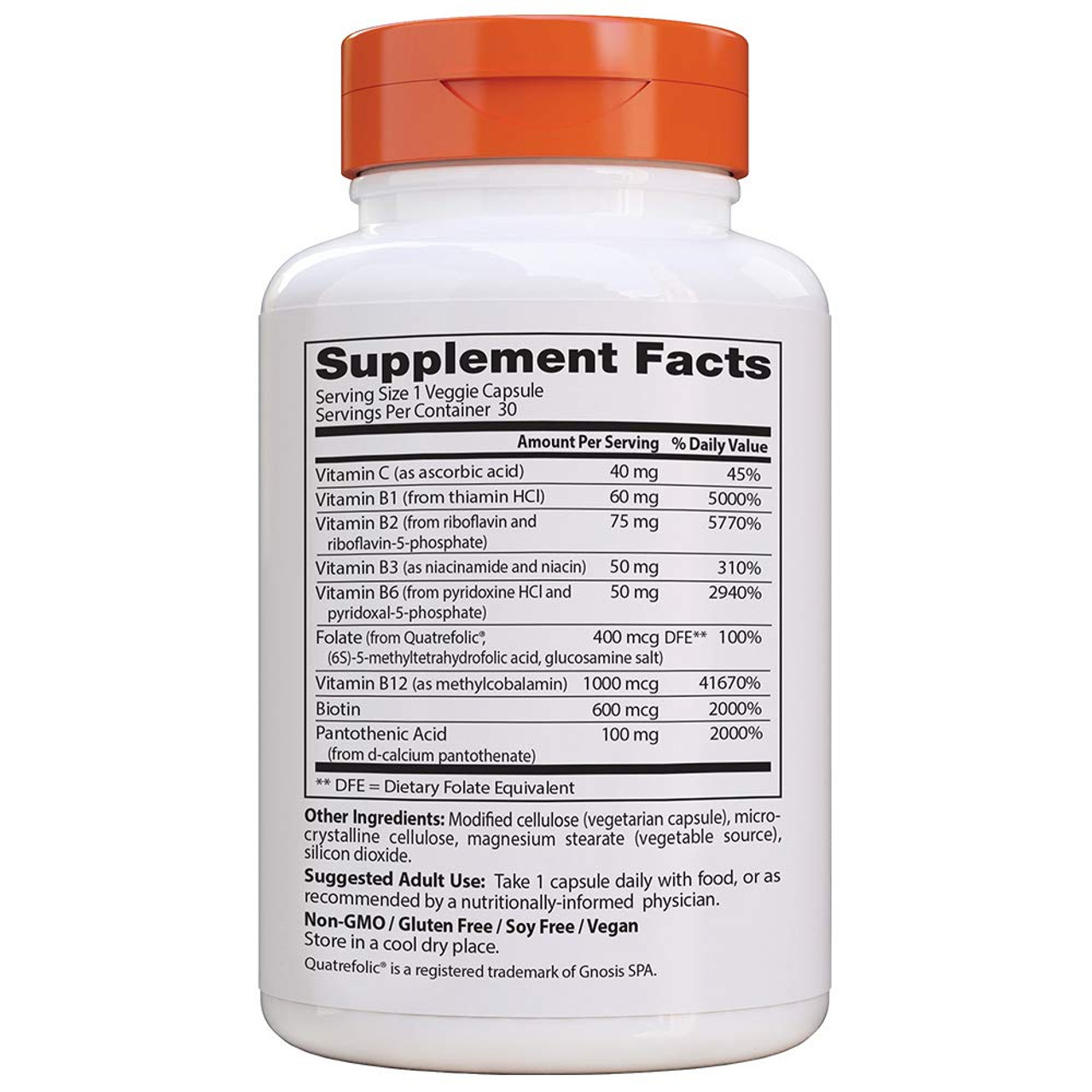 Doctor's Best Fully Active B Complex, Non-GMO, Gluten Free, Vegan, Soy  Free, Supports Energy Production, 30 Veggie Caps 