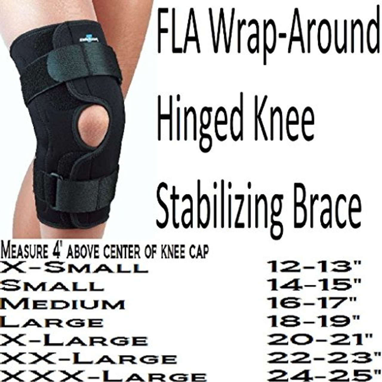 FLA Orthopedics FL373501SBLK SAFETSPORT WrapAround Hinged Knee Brace Size  XSmall