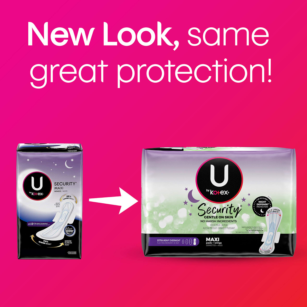 U by KOTEX® SECURITY* Thick Pads Overnight Wing