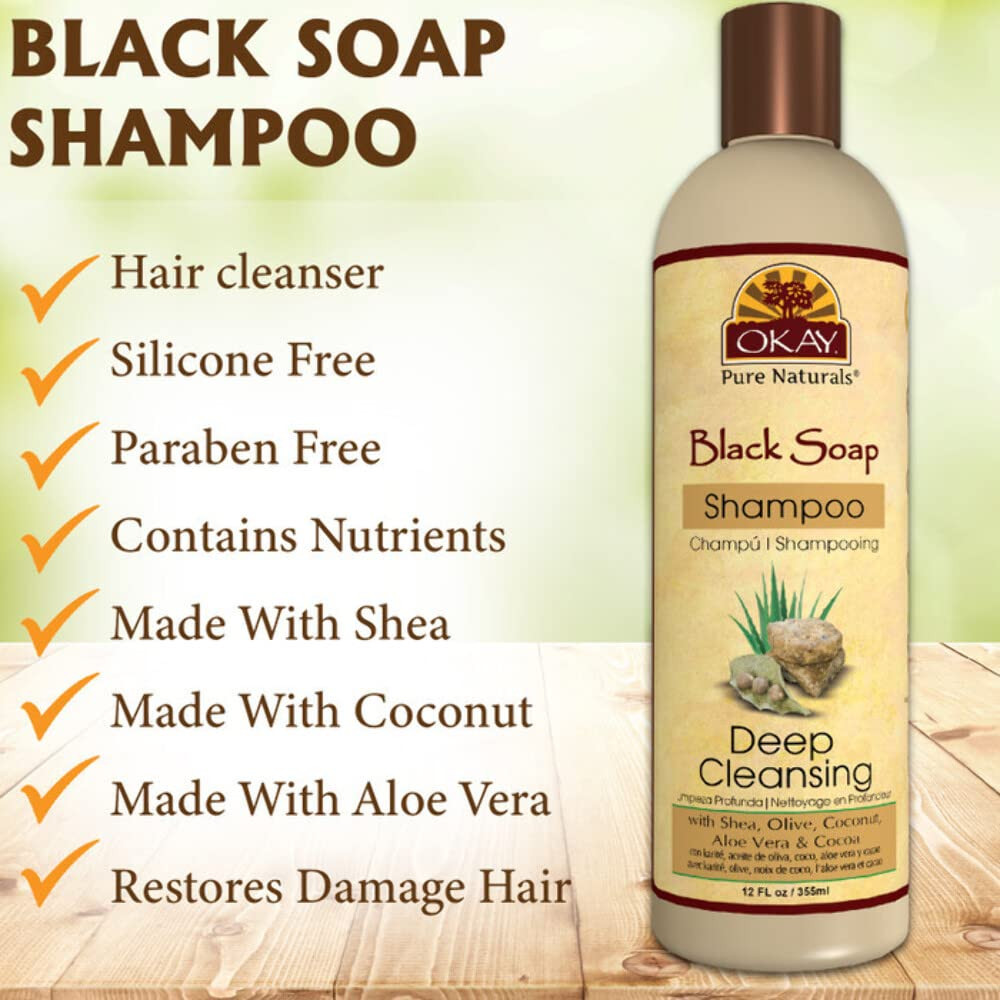 OKAY Black Soap Shampoo For All Hair Types Textures Cleanse