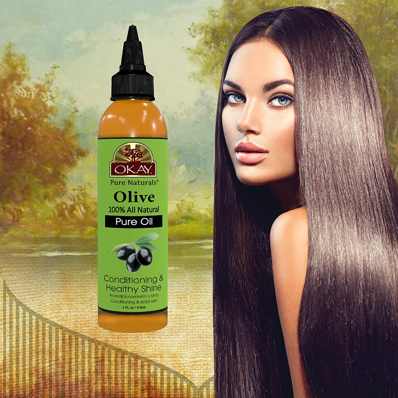 OKAY 100% PURE OLIVE OIL for SKIN and HAIR 4oz / 118ml