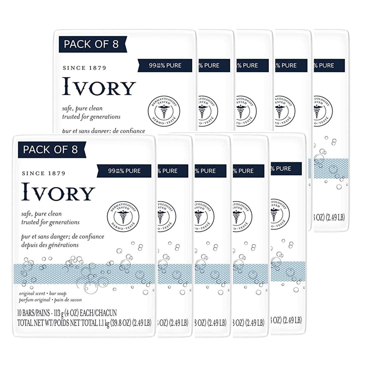 Ivory Bar Soap, 3.1 oz bars, 3 ea (Pack of 10)