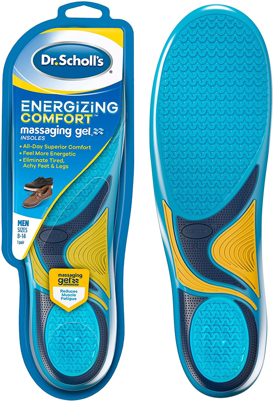 Scholls Comfort and Energy Massaging Gel Insoles Mens Size 814 Pair