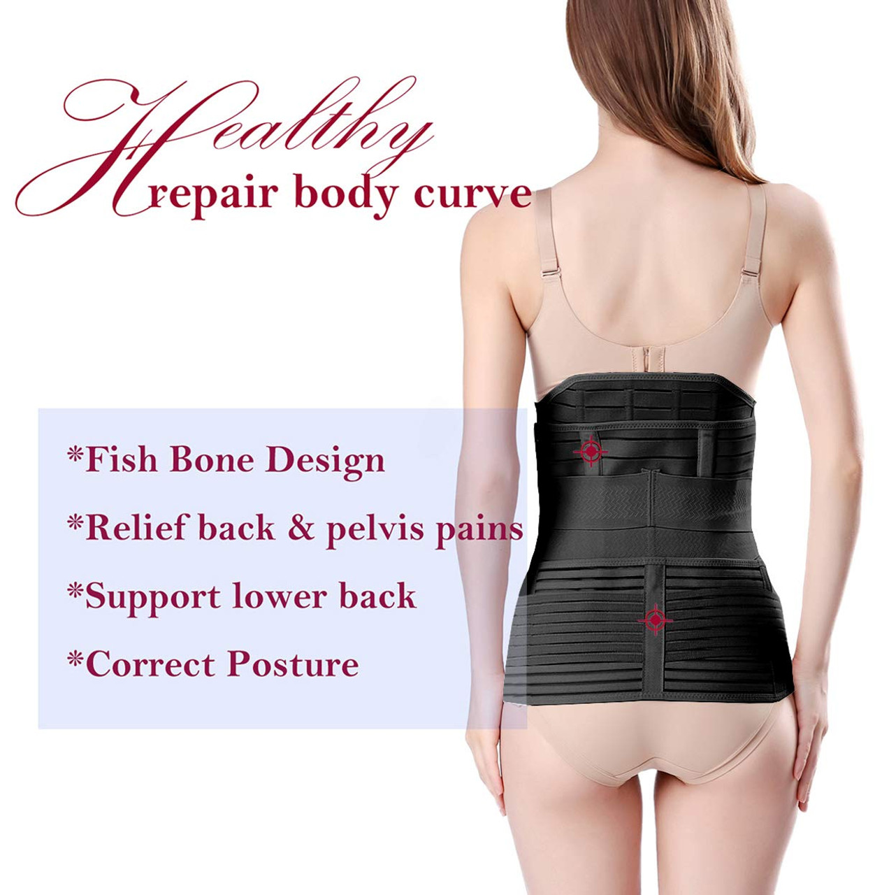 3 in 1 Postpartum Support Recovery Belly Wrap Waist/Pelvis Belt Body Shaper  Postnatal Shapewear,Plus Size Beige