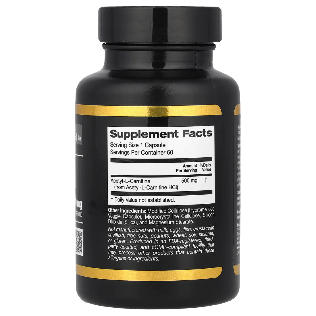 California Gold Nutrition, Acetyl-L-Carnitine, Alfasigma Sourced, Amino  Acid, 500 mg, 60 Veggie Capsules, Milk-