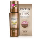 Jergens Natural Glow Oil-free SPF 20 Face Moisturizer, Medium to Tan Skin Tone with Jergens Natural Glow Instant Sun Body Mousse, Deep Bronze Tan