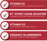 Artery Pill Core from Purity Products  MK7 Vitamin K2 PlantBased S7 Nitric Oxide Booster Vitamin D3 Organic Blueberries  Promotes Arterial Health  Cardiovascular Function  30 Count