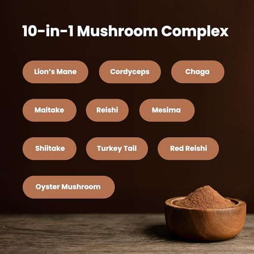 Nutrachamps 10In1 Mushrooms Powder & Ginseng Ultimate Energy Stamina & Cognition Support Bundle.