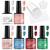 Qiufsse 6 Colors French Manicure Nail Polish KitClassic And Colorful Gel French Manicure KitSilicone French Nail Stamper With ScraperEase To Use Tip Gel Polish For Nail Art Home Diy Salon