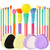 Docolor Colourful Makeup Brush Set + Makeup Brushes Cleaner SetPremium Synthetic Kabuki Ful Makeup Brush Set 15Pcs