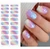 Jmeowio Gel Nail Stickers Rainbow Glitter Semi Cured Gel Nail Strips Wraps
