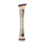 Zaq Dual Ended Makeup Brush 2In1 Angled Foundation & Round Powder Brush For Liquid Cream & Contour Soft Synthetic Bristles For Blending & Buffing (Champagne Gold)