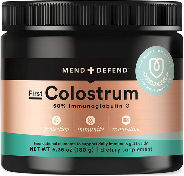 Mend  Defend  First Colostrum Powder  6.35 oz 180 g  Protection Immunity  Restoration  Adult Supplement