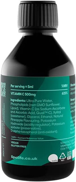 LVC4  liposomal Vitamin C Fresh Pineapple Flavour  240ml  lipolife  Advanced Nutrient delivery