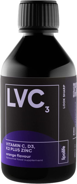 LVC3  liposomal Vitamins C and D3  240ml  lipolife. New Formula Contains Additional Vitamin K2 and Zinc. Fully Vegan.