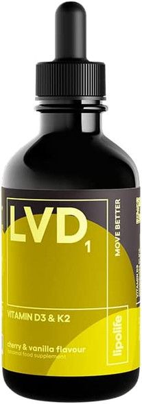 LVD1  Liposomal Vegan Vitamin D3 and Vitamin K2  Cherry  Vanilla Flavour 60ml  lipolife