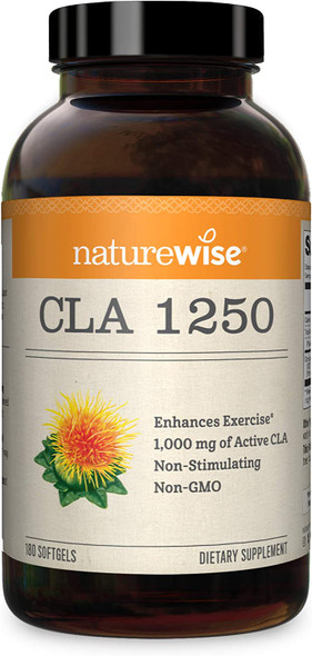 NatureWise CLA 1250 Natural Exercise Enhancement 2 Month Supply Support Lean Muscle Mass Promote Energy NonStimulating NonGMO GlutenFree 100 Safflower Oil Packaging May Vary 180 Count