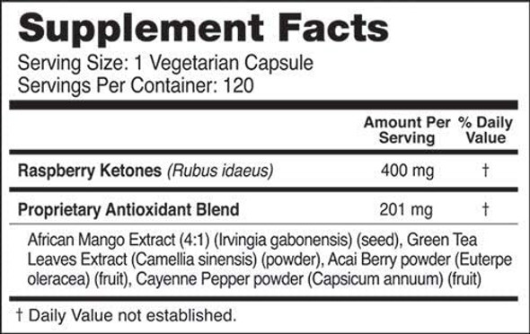 NatureWise Raspberry Ketones Plus  Advanced Antioxidant Blend Boosts Energy Supports Normal Weight  Metabolic Processes Vegan  GlutenFree 2 Month Supply  120 Veggie Capsules