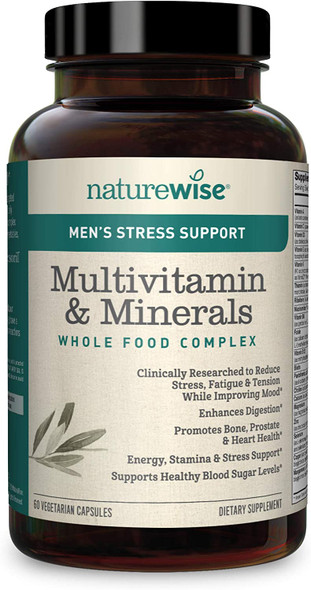NatureWise Multivitamin for Mens Daily Stress Support with Sensoril Ashwagandha and 22 Essential Nutrients Packaging May Vary 1 Month Supply  Capsules Brown Unflavored 60 Count Pack of 1