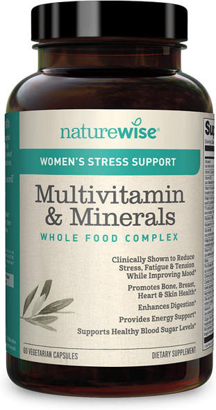 NatureWise Womens Stress Support Multivitamin  Minerals Whole Food Complex with Sensoril Ashwagandha Probiotics for Energy Focus Mood Balance Packaging May Vary 1 Month Supply  60 Capsules